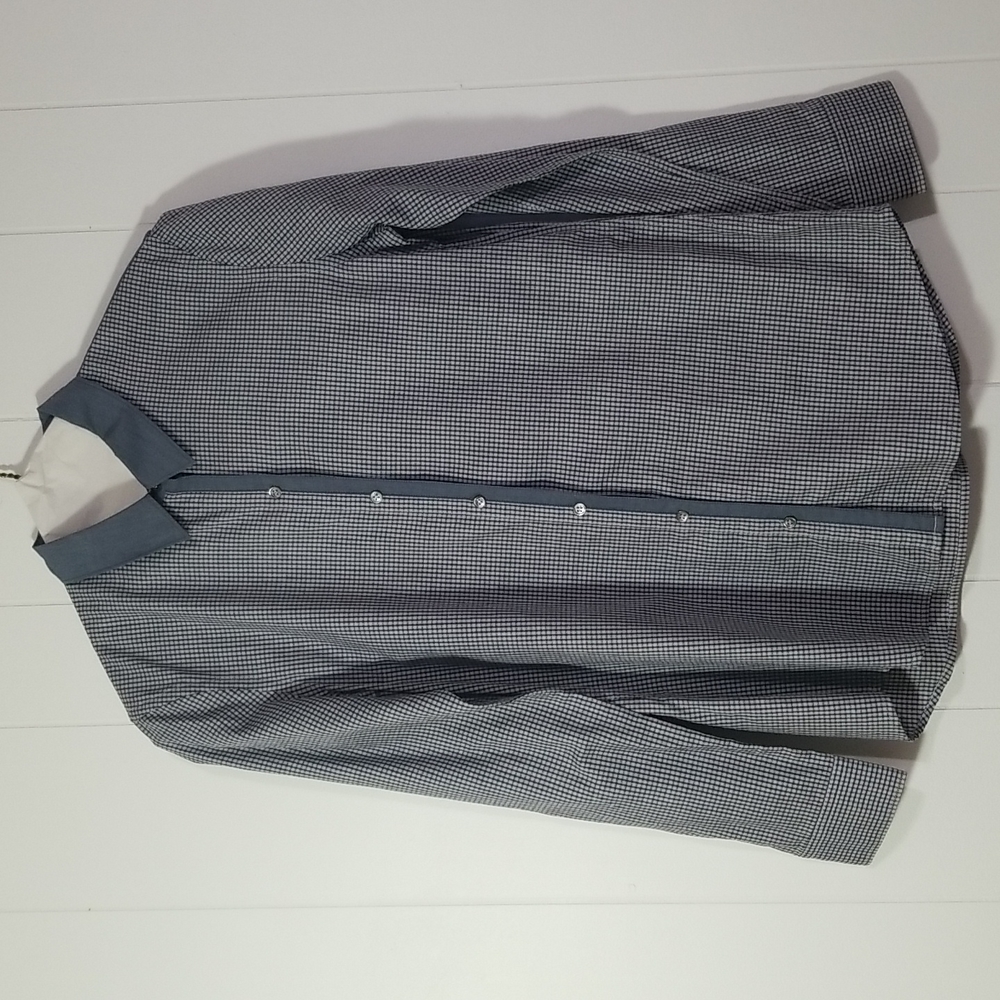 Theory Tiny Check Plaid Collared Button Up Chambr… - image 1